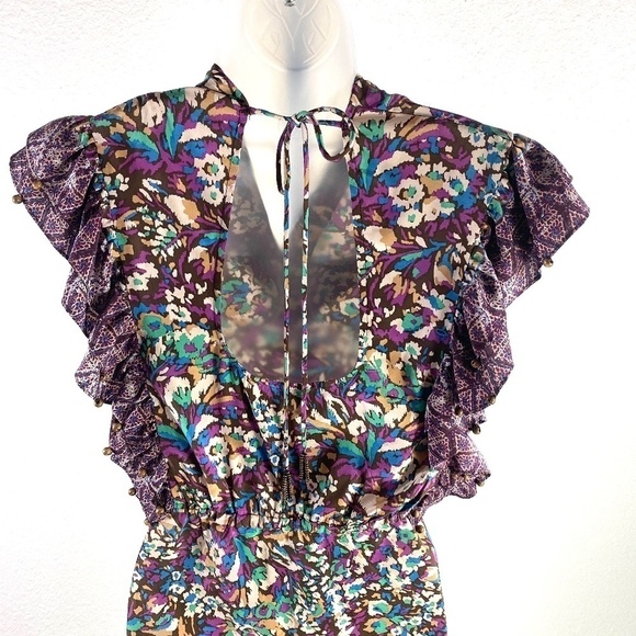 Plenty By Tracy Reese 100% Silk Ruffle Beaded Dress SZ S - Picture 3 of 8
